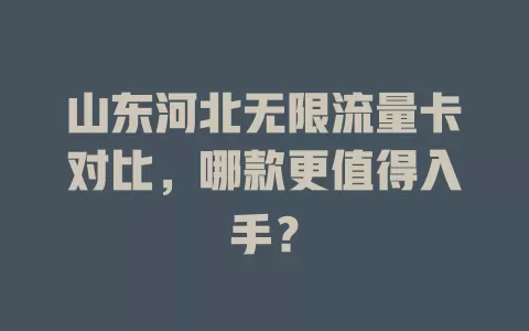 山东河北无限流量卡对比，哪款更值得入手？