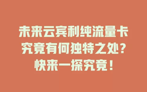 未来云宾利纯流量卡究竟有何独特之处？快来一探究竟！