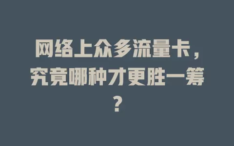 网络上众多流量卡，究竟哪种才更胜一筹？