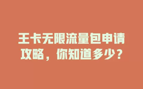 王卡无限流量包申请攻略，你知道多少？