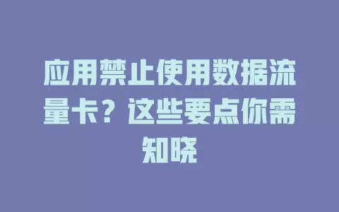 应用禁止使用数据流量卡？这些要点你需知晓