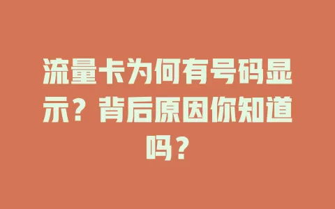 流量卡为何有号码显示？背后原因你知道吗？