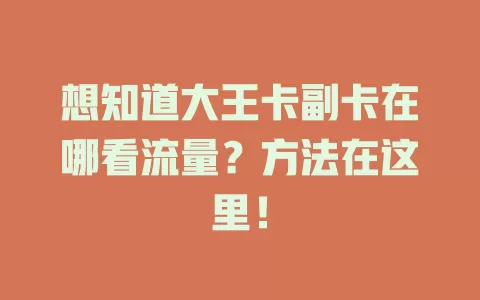 想知道大王卡副卡在哪看流量？方法在这里！