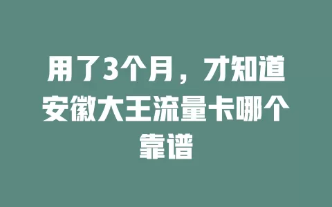 用了3个月，才知道安徽大王流量卡哪个靠谱