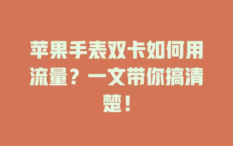 苹果手表双卡如何用流量？一文带你搞清楚！