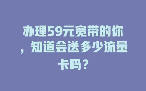 办理59元宽带的你，知道会送多少流量卡吗？