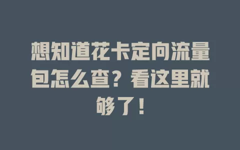 想知道花卡定向流量包怎么查？看这里就够了！
