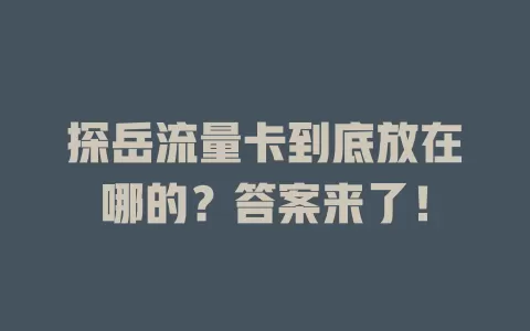 探岳流量卡到底放在哪的？答案来了！