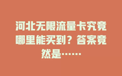 河北无限流量卡究竟哪里能买到？答案竟然是……