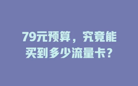 79元预算，究竟能买到多少流量卡？