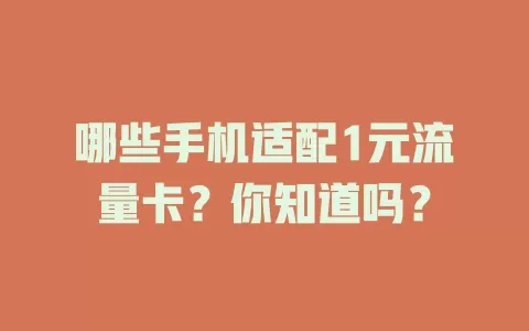 哪些手机适配1元流量卡？你知道吗？