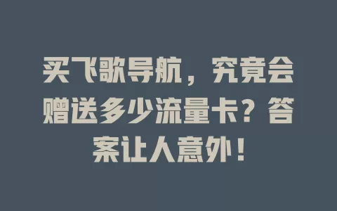 买飞歌导航，究竟会赠送多少流量卡？答案让人意外！