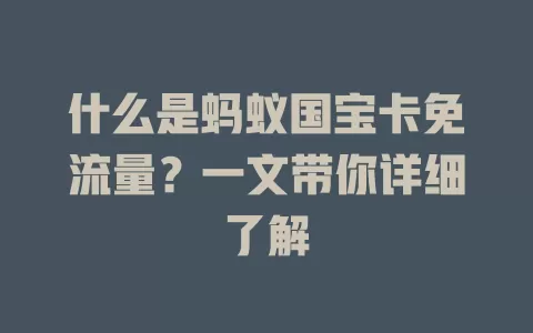 什么是蚂蚁国宝卡免流量？一文带你详细了解