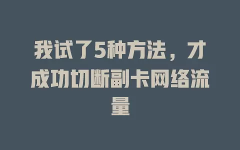 我试了5种方法，才成功切断副卡网络流量