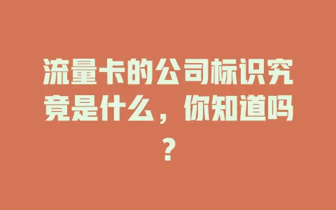流量卡的公司标识究竟是什么，你知道吗？
