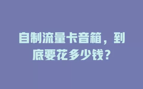 自制流量卡音箱，到底要花多少钱？