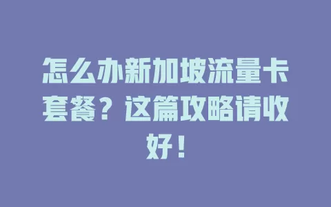 怎么办新加坡流量卡套餐？这篇攻略请收好！