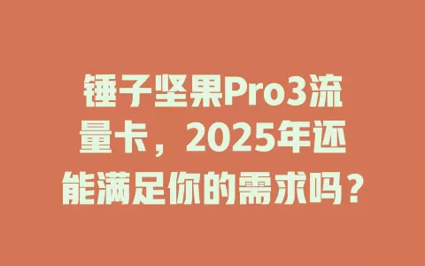 锤子坚果Pro3流量卡，2025年还能满足你的需求吗？