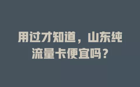 用过才知道，山东纯流量卡便宜吗？