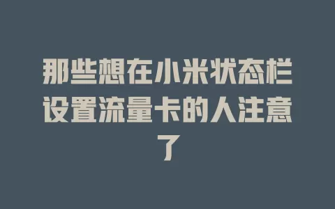 那些想在小米状态栏设置流量卡的人注意了