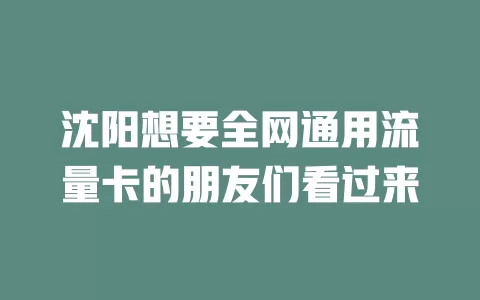 沈阳想要全网通用流量卡的朋友们看过来