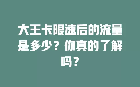 大王卡限速后的流量是多少？你真的了解吗？