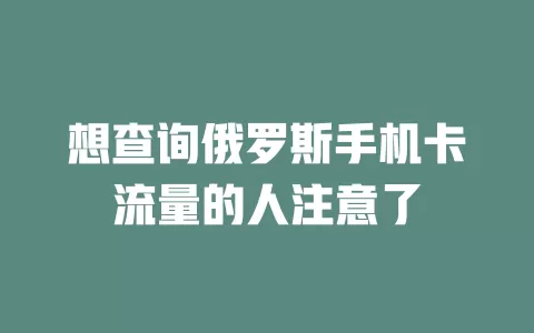 想查询俄罗斯手机卡流量的人注意了