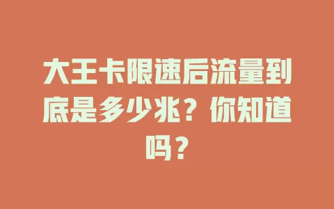 大王卡限速后流量到底是多少兆？你知道吗？