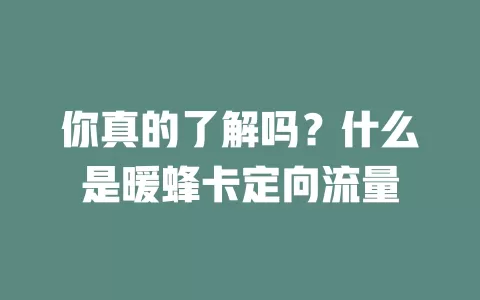 你真的了解吗？什么是暖蜂卡定向流量