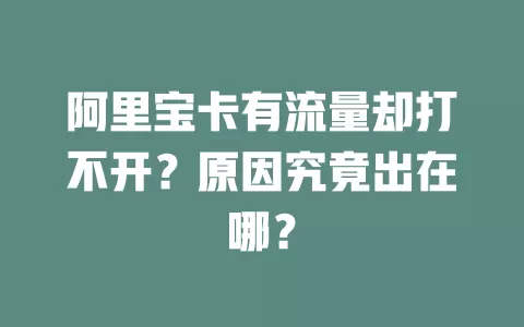 阿里宝卡有流量却打不开？原因究竟出在哪？