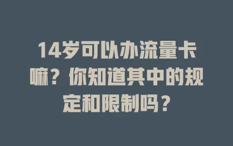 14岁可以办流量卡嘛？你知道其中的规定和限制吗？