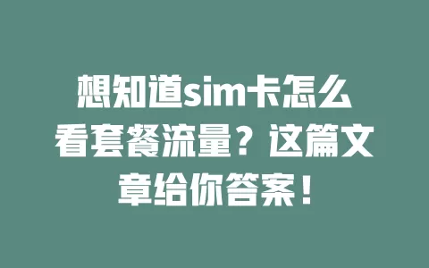 想知道sim卡怎么看套餐流量？这篇文章给你答案！