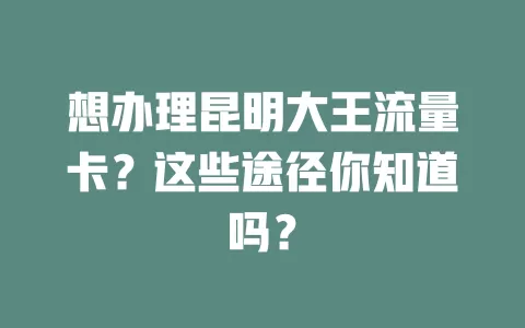 想办理昆明大王流量卡？这些途径你知道吗？
