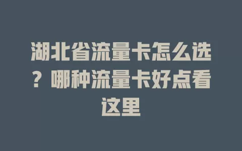 湖北省流量卡怎么选？哪种流量卡好点看这里
