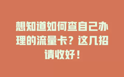 想知道如何查自己办理的流量卡？这几招请收好！