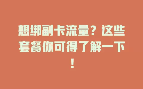 想绑副卡流量？这些套餐你可得了解一下！
