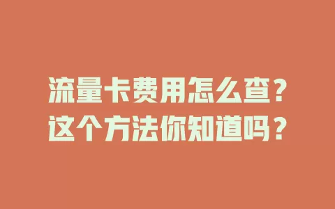 流量卡费用怎么查？这个方法你知道吗？