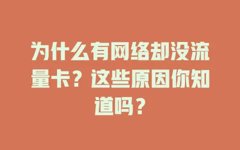 为什么有网络却没流量卡？这些原因你知道吗？