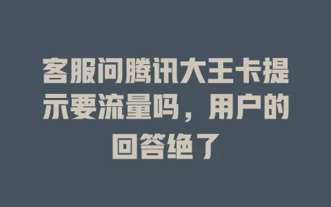 客服问腾讯大王卡提示要流量吗，用户的回答绝了