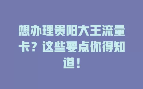 想办理贵阳大王流量卡？这些要点你得知道！