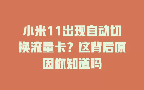 小米11出现自动切换流量卡？这背后原因你知道吗