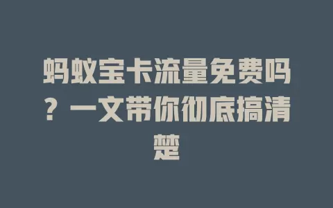 蚂蚁宝卡流量免费吗？一文带你彻底搞清楚
