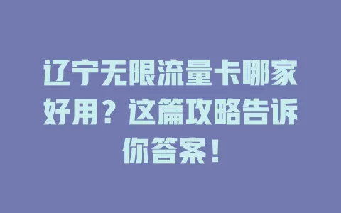 辽宁无限流量卡哪家好用？这篇攻略告诉你答案！
