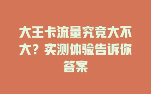 大王卡流量究竟大不大？实测体验告诉你答案