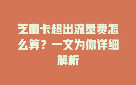 芝麻卡超出流量费怎么算？一文为你详细解析
