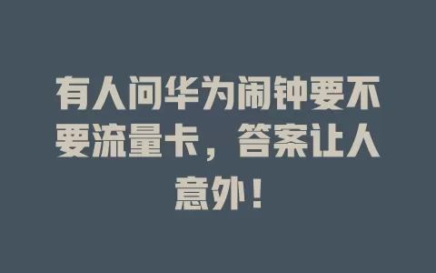 有人问华为闹钟要不要流量卡，答案让人意外！
