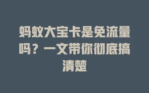 蚂蚁大宝卡是免流量吗？一文带你彻底搞清楚