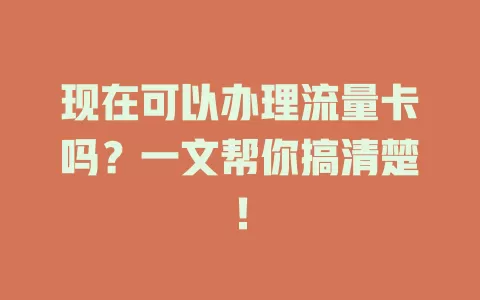 现在可以办理流量卡吗？一文帮你搞清楚！