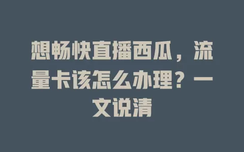 想畅快直播西瓜，流量卡该怎么办理？一文说清