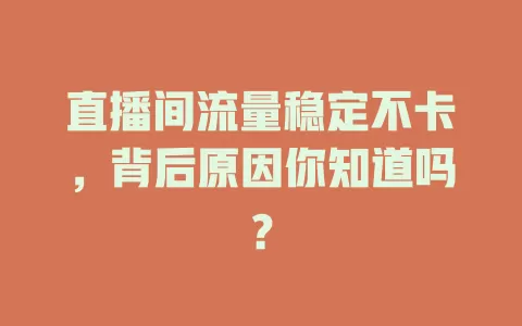 直播间流量稳定不卡，背后原因你知道吗？